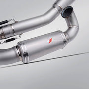 TITANIUM MOTORCYCLE HALF EXHAUST SYSTEM for DUCATI PANIGALE V2 V2S 2020 - 2024
Set include:
Resonator
Mid Pipe
Exhaust Slip On
Material: Titanium (can be made in Stainless Steel)
NOTE: Professional installation is required.
FEATURES:
Engineered Digital prototyping using 3D CAD design software, each car model chassis has been 3D laser scanned in the factor
Factory run all test cars on Italian 1200HP Dyno machine, to make the best performance design of exhaust
CNC bending machine accurately bends