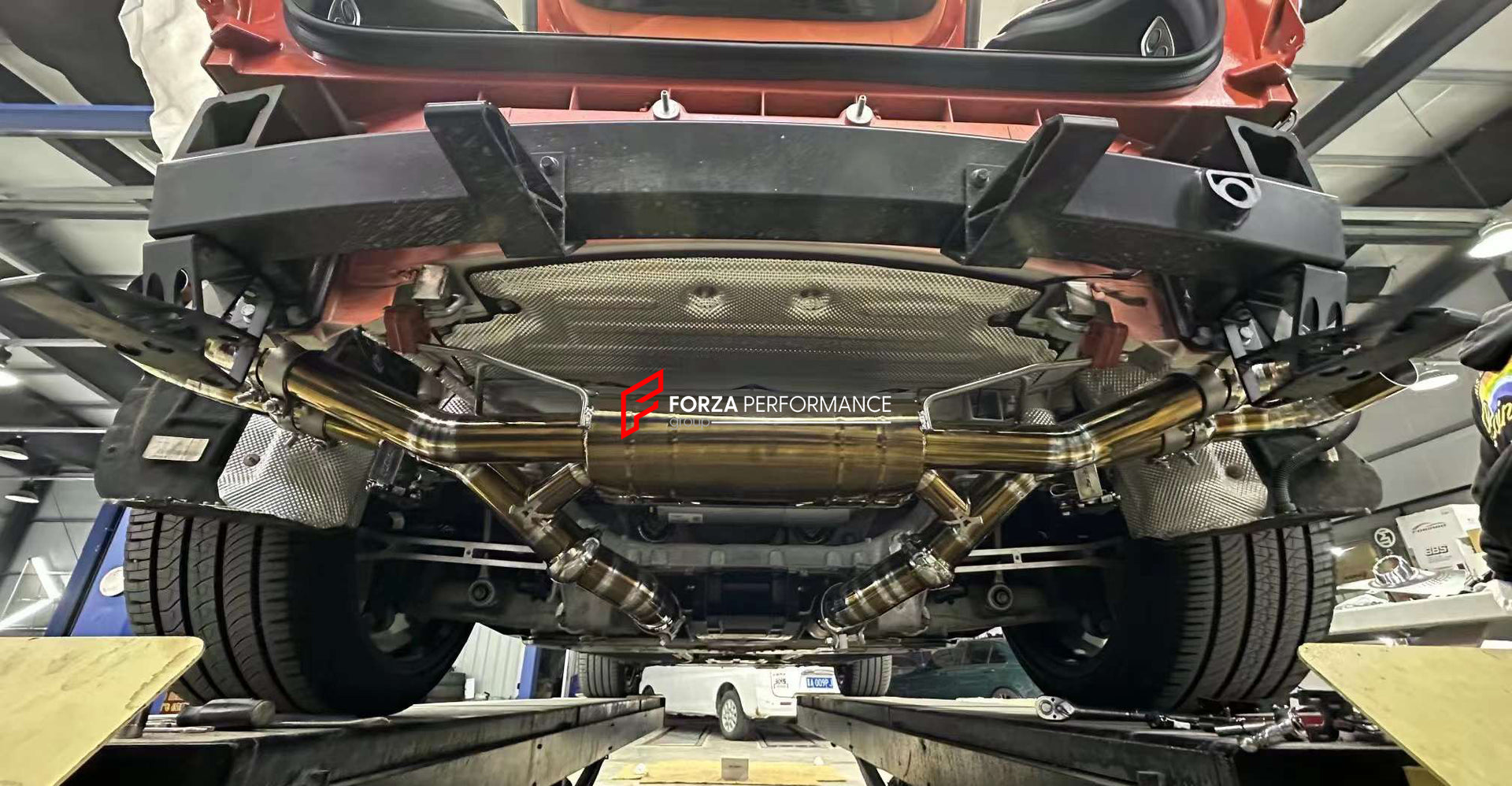 TITANIUM VALVED EXHAUST CATBACK MUFFLER for ASTON MARTIN DBX V8 4.0T  Set include:  Center Pipes Mufflers with valves Exhaust tips