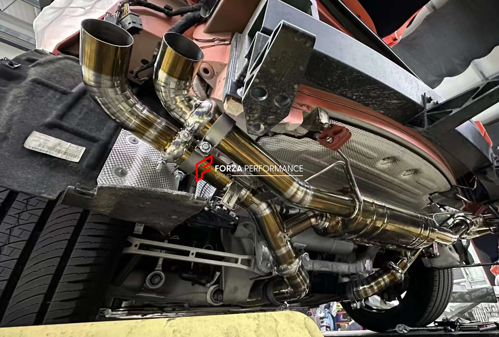 TITANIUM VALVED EXHAUST CATBACK MUFFLER for ASTON MARTIN DBX V8 4.0T  Set include:  Center Pipes Mufflers with valves Exhaust tips