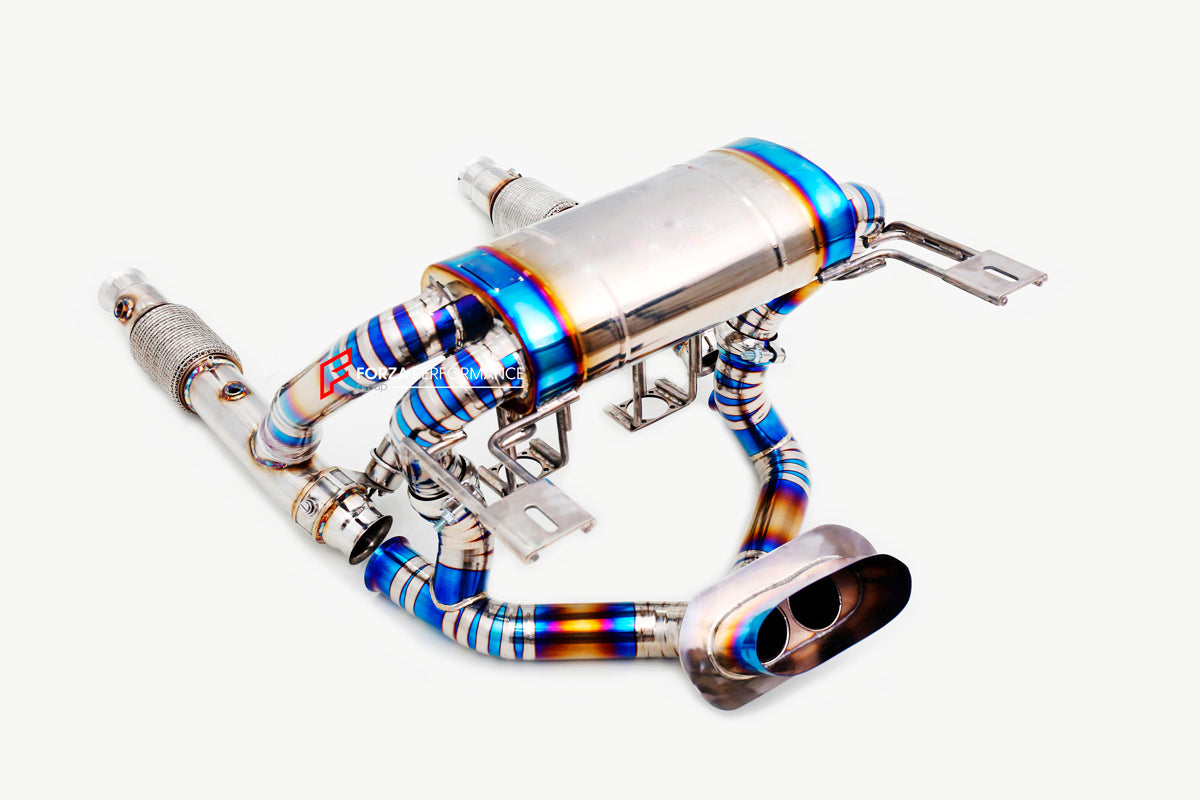 TITANIUM VALVED EXHAUST CATBACK MUFFLER for LAMBORGHINI MURCIELAGO LP640 6.5T 2006 - 2010
Valved exhaust, meaning that has remote, controlled valves - allowing a switch between an aggressive loud sports sound and a sound that is closer to the OEM sound
Set includes:
Center Pipes
Muffler with valves
Exhaust tips
Factory exhaust tips must be reused
Material: Titanium
Optional: We can offer downpipe and catless downpipe
Production time: 10 days
FEATURES:
Engineered Digital prototyping using 3D CAD des