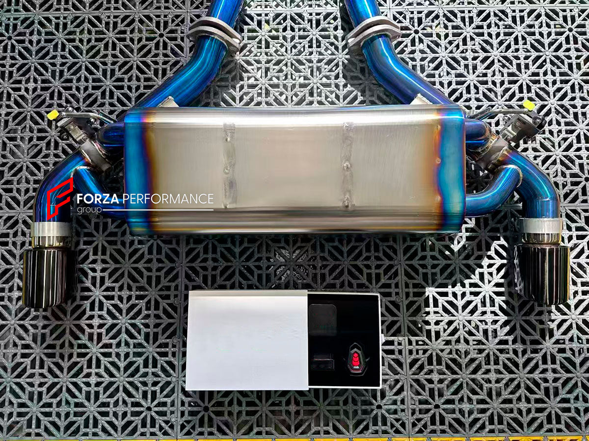 Aggressive sporty sound VALVED EXHAUST CATBACK MUFFLER  Center Pipes, Muffler with valves, a Valve control box with remote control, pair of mufflers, muffler, pair of mufflers with valves.  Stainless steel and titanium Aftermarket Performance Exhaust System for Toyota Supra A90 3.0T 2019+
