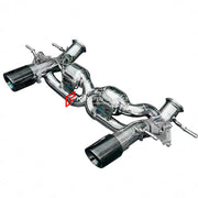 Forza Performance Aggressive sporty sound VALVED EXHAUST CATBACK MUFFLER for MASERATI MC20 2020+ 3.0T
Valved exhaust, meaning that has remote, controlled valves - allowing a switch between an aggressive loud sports sound and a sound that is closer to the OEM sound
Set includes:
X Pipe with Mufflers
Valved Bypass Pipes
Exhaust Tips
Material: Stainless Steel (Can be made in Titanium)
Optional: We can offer downpipe and catless downpipe 
FEATURES:
Engineered Digital prototyping using 3D CAD design