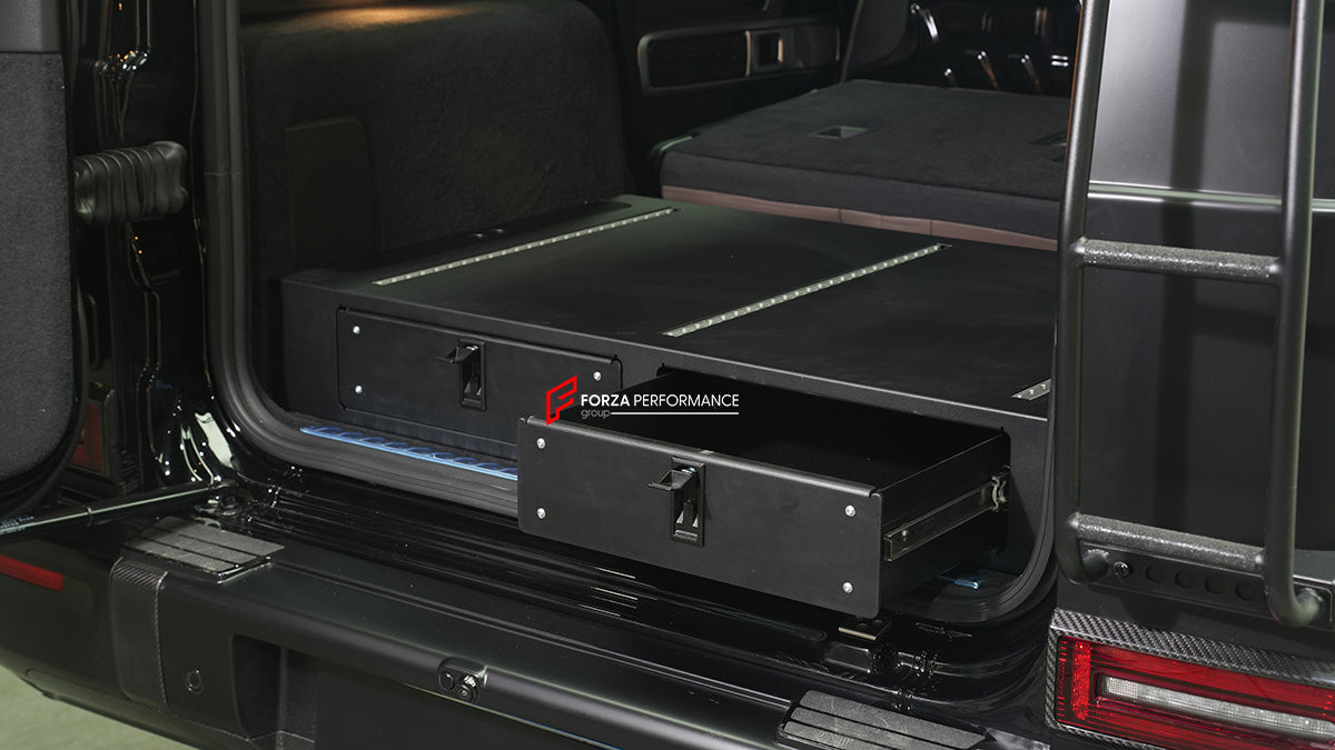 TRUNK STORAGE for MERCEDES-BENZ G-CLASS G63 W465 2024+
Set includes:
Trunk Storage
NOTE: Professional installation is required.