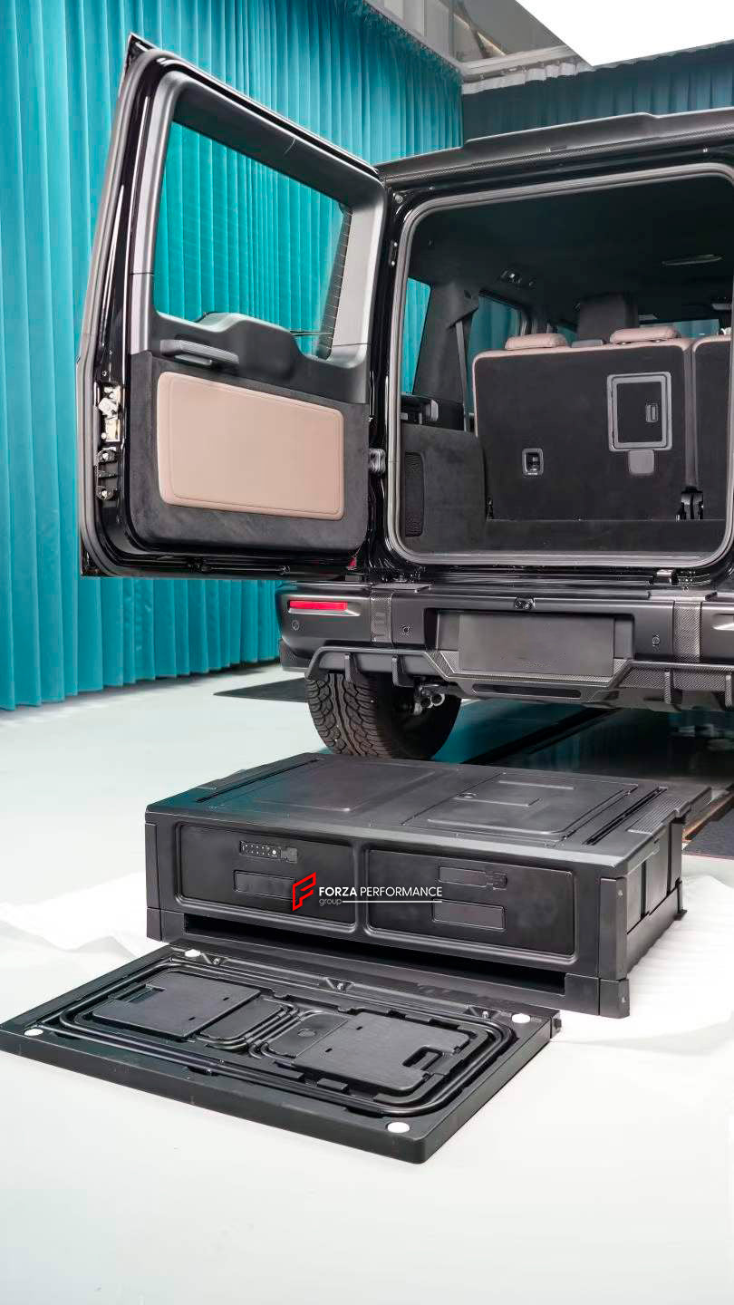 TRUNK STORAGE with TABLE and FOLDING STOOLS for MERCEDES-BENZ G-CLASS G63 G550 G500 W465 2024+
Set includes:
Trunk Storage
Table
Folding Stools
NOTE: Professional installation is required.
