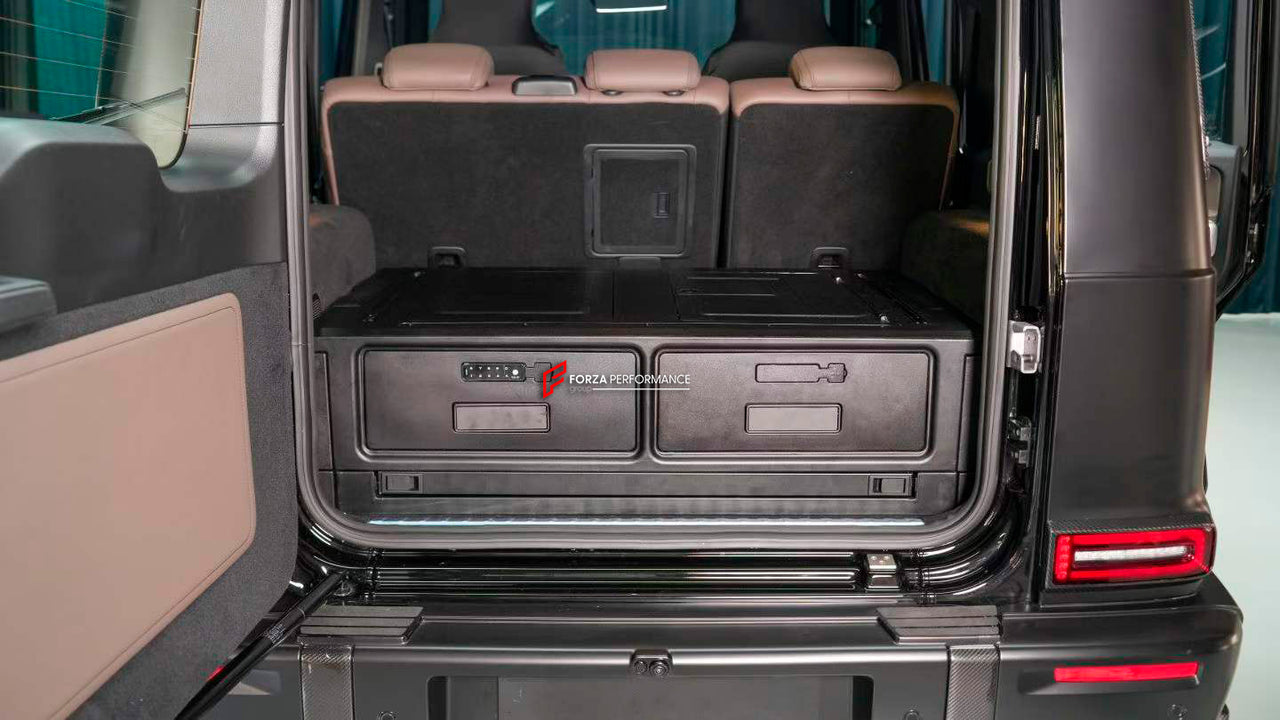 TRUNK STORAGE with TABLE and FOLDING STOOLS for MERCEDES-BENZ G-CLASS G63 G550 G500 W465 2024+
Set includes:
Trunk Storage
Table
Folding Stools
NOTE: Professional installation is required.