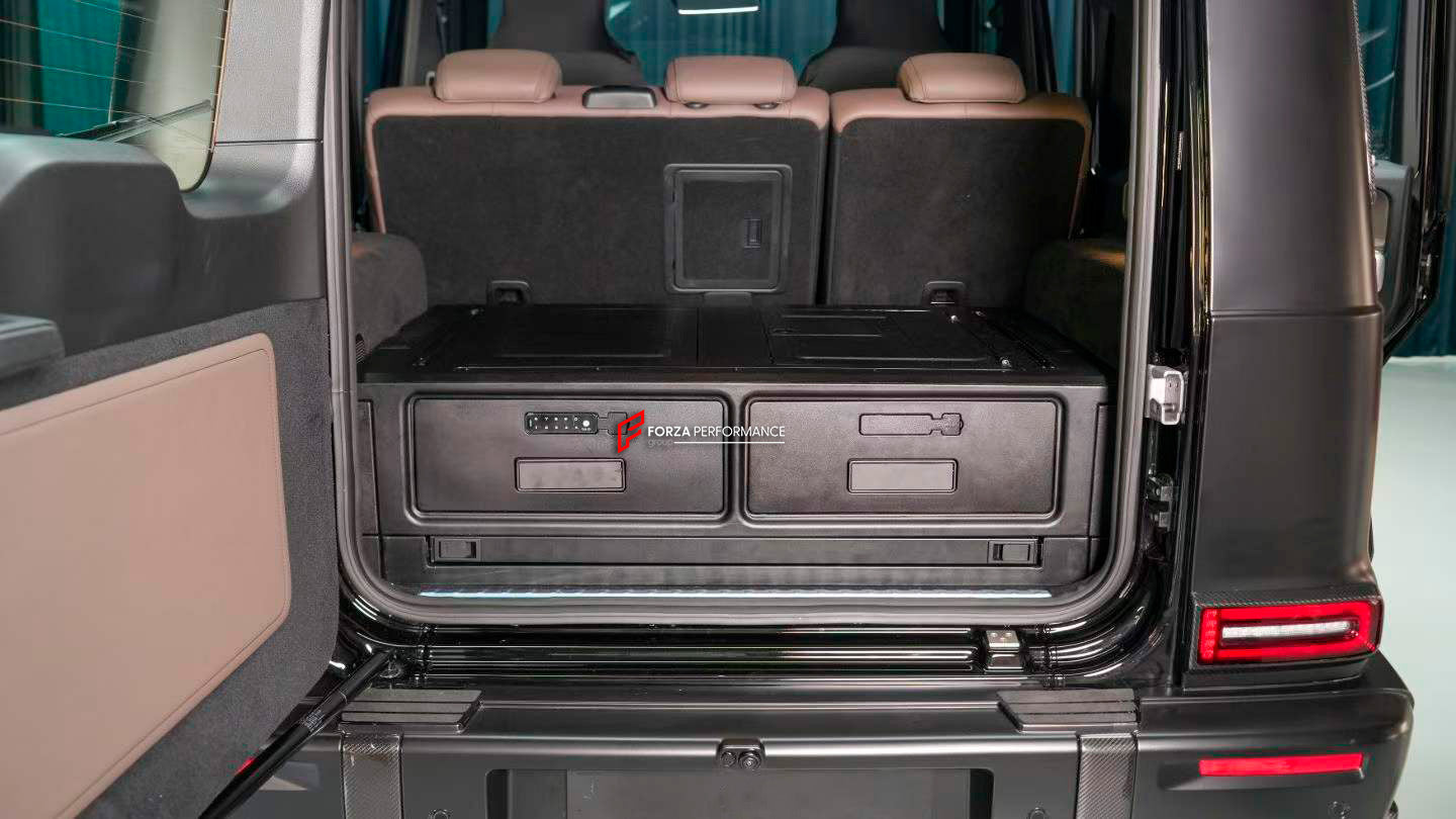 TRUNK STORAGE with TABLE and FOLDING STOOLS for MERCEDES-BENZ G-CLASS G63 G550 G500 W465 2024+
Set includes:
Trunk Storage
Table
Folding Stools
NOTE: Professional installation is required.