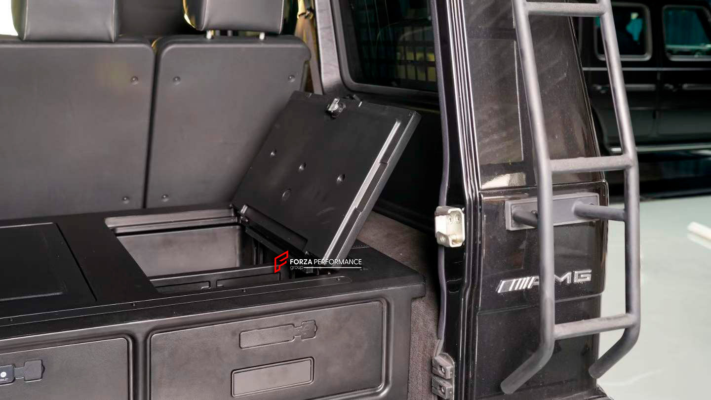 TRUNK STORAGE with TABLE and FOLDING STOOLS for MERCEDES-BENZ G-CLASS G63 G550 G500 W465 2024+
Set includes:
Trunk Storage
Table
Folding Stools
NOTE: Professional installation is required.