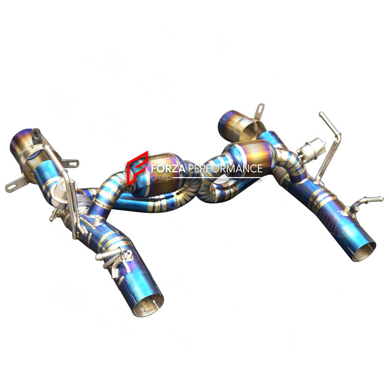 VALVED EXHAUST CATBACK for FERRARI F8 3.9T 2019 - 2023
Set includes:
Valved Mufflers with X Pipe
Exhaust Tips
Electronic Remote Valve Control
Material: Titanium
Optional: We can offer downpipe and catless downpipe
Production time: 15
FEATURES:
Engineered Digital prototyping using 3D CAD design software, each car model chassis has been 3D laser scanned in the factory
Factory run all test cars on Italian 1200HP Dyno machine, to make the best performance design of exhaust
CNC bending machine accurately