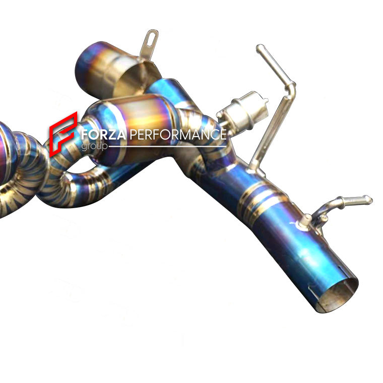 VALVED EXHAUST CATBACK for FERRARI F8 3.9T 2019 - 2023
Set includes:
Valved Mufflers with X Pipe
Exhaust Tips
Electronic Remote Valve Control
Material: Titanium
Optional: We can offer downpipe and catless downpipe
Production time: 15
FEATURES:
Engineered Digital prototyping using 3D CAD design software, each car model chassis has been 3D laser scanned in the factory
Factory run all test cars on Italian 1200HP Dyno machine, to make the best performance design of exhaust
CNC bending machine accurately