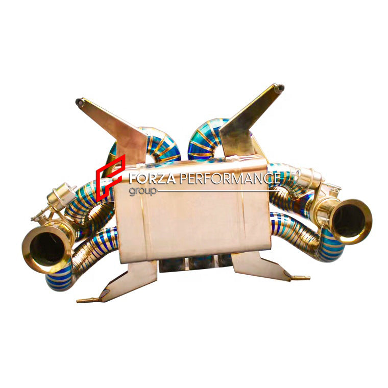 VALVED EXHAUST CATBACK for LAMBORGHINI AVENTADOR LP700 LP720 6.5T 2011 - 2017
Set includes:
Valved Bypass Muffler
Exhaust Tips
Electronic Remote Valve Control
Material: Titanium
Optional: We can offer downpipe and catless downpipe
Production time: 15 days
FEATURES:
Engineered Digital prototyping using 3D CAD design software, each car model chassis has been 3D laser scanned in the factory
Factory run all test cars on Italian 1200HP Dyno machine, to make the best performance design of exhaust
CNC bend