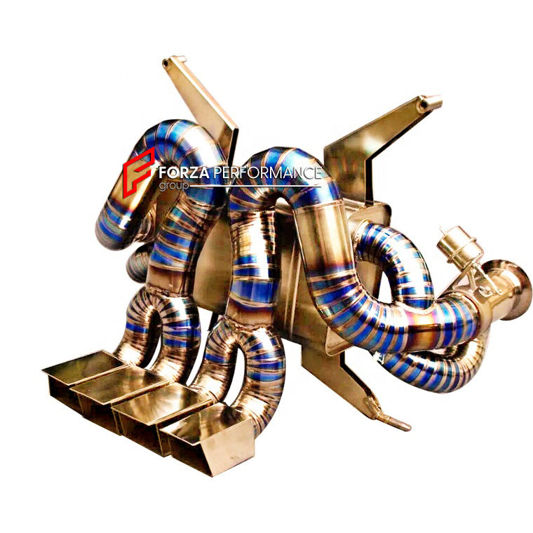 VALVED EXHAUST CATBACK for LAMBORGHINI AVENTADOR LP700 LP720 6.5T 2011 - 2017
Set includes:
Valved Bypass Muffler
Exhaust Tips
Electronic Remote Valve Control
Material: Titanium
Optional: We can offer downpipe and catless downpipe
Production time: 15 days
FEATURES:
Engineered Digital prototyping using 3D CAD design software, each car model chassis has been 3D laser scanned in the factory
Factory run all test cars on Italian 1200HP Dyno machine, to make the best performance design of exhaust
CNC bend