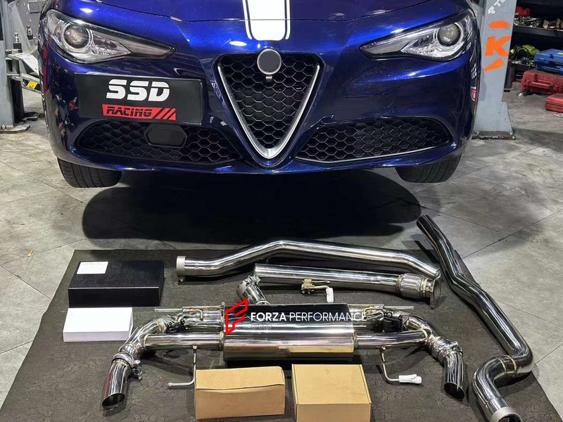 VALVED EXHAUST CATBACK MUFFLER and DOWNPIPE CATLESS CATTED for ALFA ROMEO GIULIA 2.0T 2015 - 2022