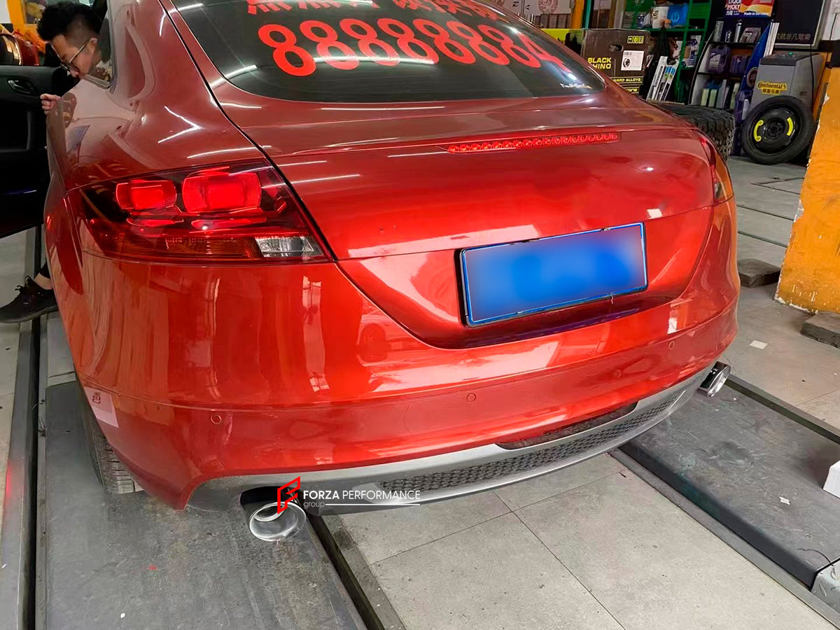 Forza Performance Aggressive sporty sound VALVED EXHAUST CATBACK MUFFLER for AUDI TT Quattro 2.0T 2011
Valved exhaust, meaning that has remote, controlled valves - allowing a switch between an aggressive loud sports sound and a sound that is closer to the OEM sound
Set includes:
Center Pipes
Exhaust Tips
Muffles with valves
Valve control box with remote control (you may also reuse your factory exhaust valve motors
Factory exhaust tips must be reused
Material: Stainless steel ( for an extra cost we can