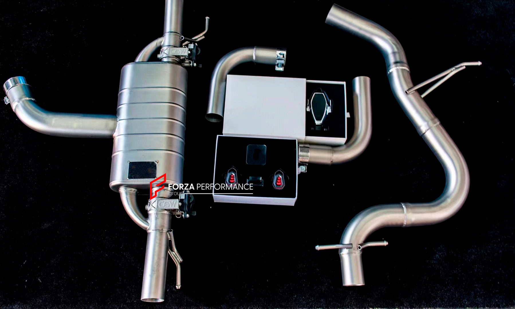 Forza Performance Aggressive sporty sound VALVED EXHAUST CATBACK MUFFLER for AUDI TT Quattro 2.0T 2011
Valved exhaust, meaning that has remote, controlled valves - allowing a switch between an aggressive loud sports sound and a sound that is closer to the OEM sound
Set includes:
Center Pipes
Exhaust Tips
Muffles with valves
Valve control box with remote control (you may also reuse your factory exhaust valve motors
Factory exhaust tips must be reused
Material: Stainless steel ( for an extra cost we can