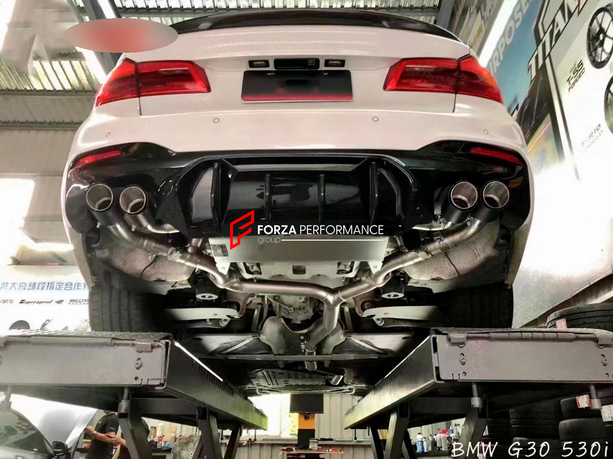 Forza Performance Aggressive sporty sound VALVED EXHAUST CATBACK MUFFLER for BMW 5 SERIES 530i G30 2.0T 2016 - 2020
Valved exhaust, meaning that has remote, controlled valves - allowing a switch between an aggressive loud sports sound and a sound that is closer to the OEM sound
Set includes:
Center Pipes
Exhaust Tips
Muffles with valves
Valve control box with remote control (you may also reuse your factory exhaust valve motors
Factory exhaust tips must be reused
Material: Stainless steel ( for an extr