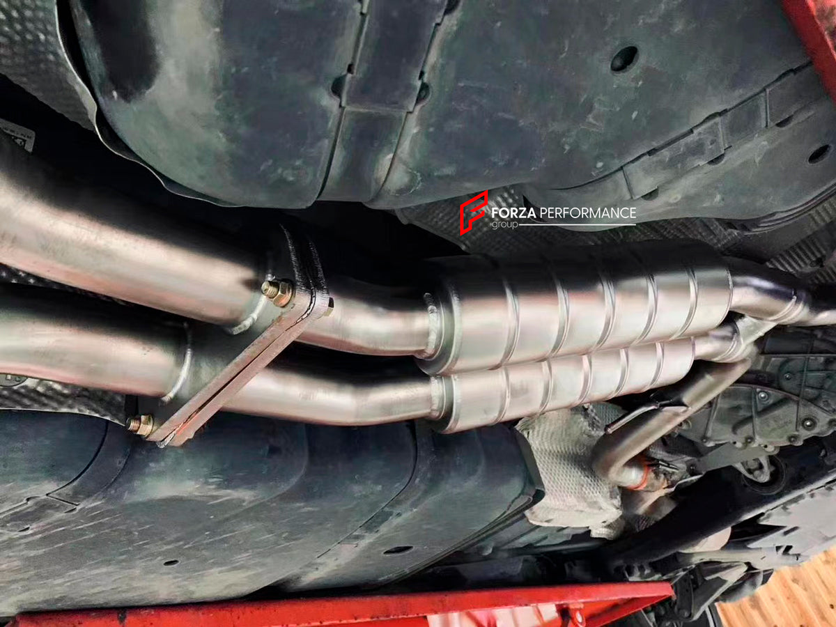 Forza Performance Aggressive sporty sound VALVED EXHAUST CATBACK MUFFLER for Porsche Cayenne 958.2 3.0T/3.6T
Valved exhaust, meaning that has remote, controlled valves - allowing a switch between an aggressive loud sports sound and a sound that is closer to the OEM sound
Set includes:
Center Pipes
Mufflers with valves
Exhaust tips
Factory exhaust tips must be reused
Material: Stainless steel ( for an extra cost we can make titanium )
Optional: We can offer downpipe and catless downpipe
Production tim