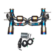 Forza Performance Aggressive sporty sound VALVED EXHAUST CATBACK MUFFLER for MASERATI MC20 2020+ 3.0T
Valved exhaust, meaning that has remote, controlled valves - allowing a switch between an aggressive loud sports sound and a sound that is closer to the OEM sound
Set includes:
X Pipe with Mufflers
Valved Bypass Pipes
Valves Electronic Remote Control
Exhaust Tips
Material: Stainless steel (Can be made in titanium)
Optional: We can offer downpipe and catless downpipe 
FEATURES:
Engineered Digital