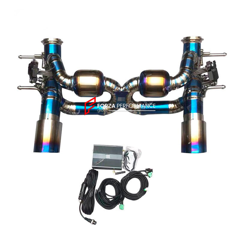 Forza Performance Aggressive sporty sound VALVED EXHAUST CATBACK MUFFLER for MASERATI MC20 2020+ 3.0T
Valved exhaust, meaning that has remote, controlled valves - allowing a switch between an aggressive loud sports sound and a sound that is closer to the OEM sound
Set includes:
X Pipe with Mufflers
Valved Bypass Pipes
Valves Electronic Remote Control
Exhaust Tips
Material: Stainless steel (Can be made in titanium)
Optional: We can offer downpipe and catless downpipe 
FEATURES:
Engineered Digital