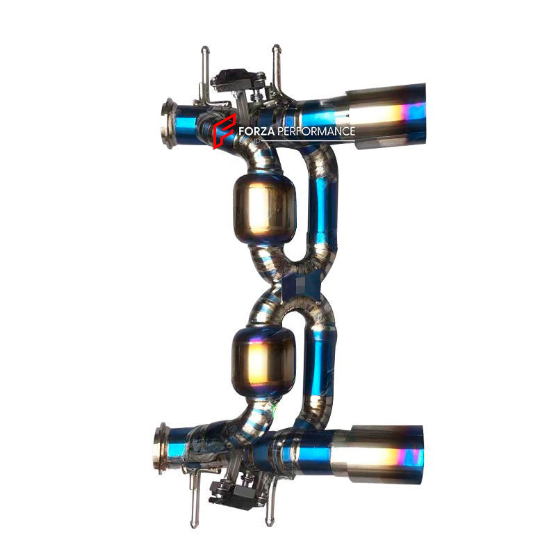 Forza Performance Aggressive sporty sound VALVED EXHAUST CATBACK MUFFLER for MASERATI MC20 2020+ 3.0T
Valved exhaust, meaning that has remote, controlled valves - allowing a switch between an aggressive loud sports sound and a sound that is closer to the OEM sound
Set includes:
X Pipe with Mufflers
Valved Bypass Pipes
Valves Electronic Remote Control
Exhaust Tips
Material: Stainless steel (Can be made in titanium)
Optional: We can offer downpipe and catless downpipe 
FEATURES:
Engineered Digital