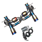 Forza Performance Aggressive sporty sound VALVED EXHAUST CATBACK MUFFLER for MASERATI MC20 2020+ 3.0T
Valved exhaust, meaning that has remote, controlled valves - allowing a switch between an aggressive loud sports sound and a sound that is closer to the OEM sound
Set includes:
X Pipe with Mufflers
Valved Bypass Pipes
Valves Electronic Remote Control
Exhaust Tips
Material: Stainless steel (Can be made in titanium)
Optional: We can offer downpipe and catless downpipe 
FEATURES:
Engineered Digital