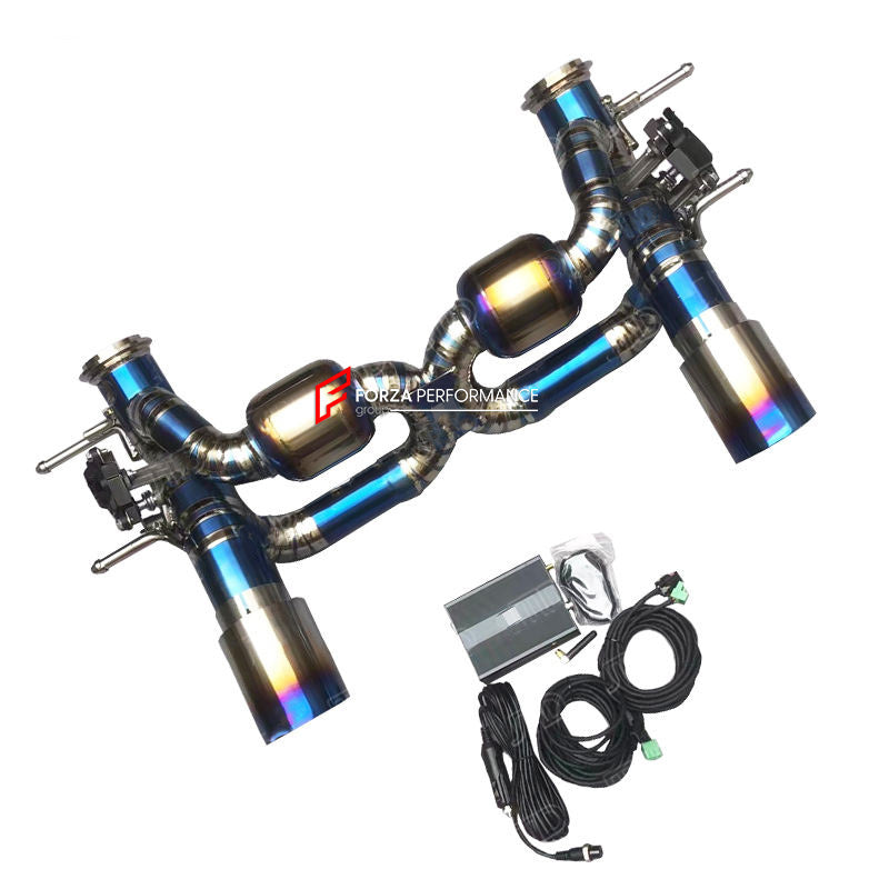 Forza Performance Aggressive sporty sound VALVED EXHAUST CATBACK MUFFLER for MASERATI MC20 2020+ 3.0T
Valved exhaust, meaning that has remote, controlled valves - allowing a switch between an aggressive loud sports sound and a sound that is closer to the OEM sound
Set includes:
X Pipe with Mufflers
Valved Bypass Pipes
Valves Electronic Remote Control
Exhaust Tips
Material: Stainless steel (Can be made in titanium)
Optional: We can offer downpipe and catless downpipe 
FEATURES:
Engineered Digital