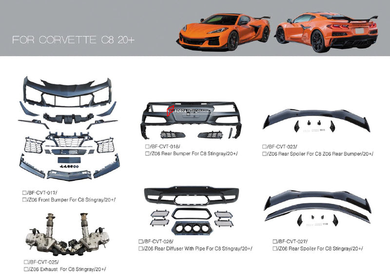 BODY PARTS FOR CHEVROLET CORVETTE STINGRAY C8 2020+ | Z06 STYLE