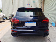 CONVERSION REAR SIDE for PORSCHE CAYENNE 958.1 UPGRADE TO 958.2
Set includes:
Rear Trunk
Rear Tail Lights
Rear Bumper
Rear Diffuser
Exhaust Tips
Material: Plastic PP + Aluminium
NOTE: Professional installation is required. Factory LED DRL must be reused
CONTACT US FOR PRICING
Payment ►
Visa
Mastercard
PayPal with a credit card (add 4.4% at checkout)
Payoneer
Cryptocurrency
Shipment ►
By express DHL/UPS/TNT/FedEx
To the local international airport
Special line by air
Special line by the sea
To Europ