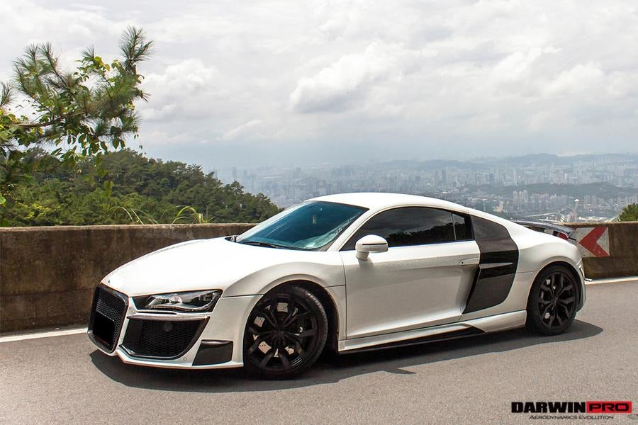 Darwinpro 2006-2015 Audi R8 Coupe DPGT Style Full Body Kit  Condition: Brand New  Material: FRP/PCF/FGPCF  Fits 2006-2015 Audi R8 Coupe  Package Contents: One front bumper  One pair of side skirts  One rear bumper