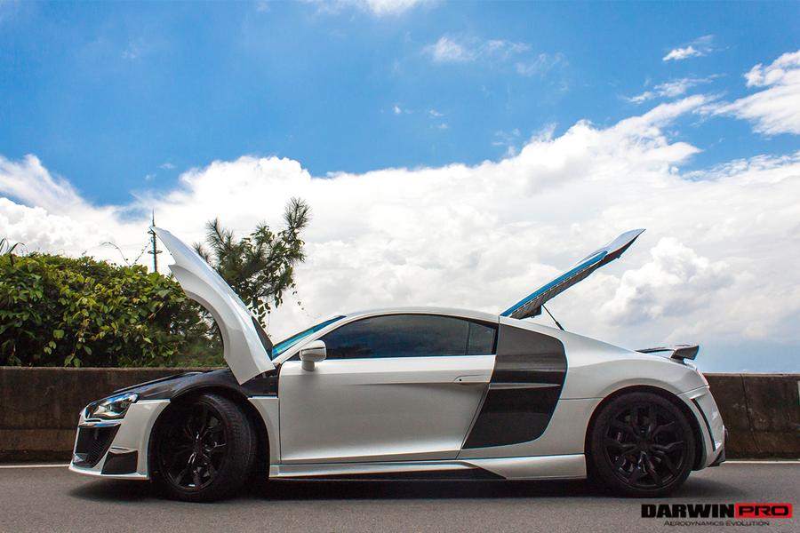 Darwinpro 2006-2015 Audi R8 Coupe DPGT Style Full Body Kit  Condition: Brand New  Material: FRP/PCF/FGPCF  Fits 2006-2015 Audi R8 Coupe  Package Contents: One front bumper  One pair of side skirts  One rear bumper