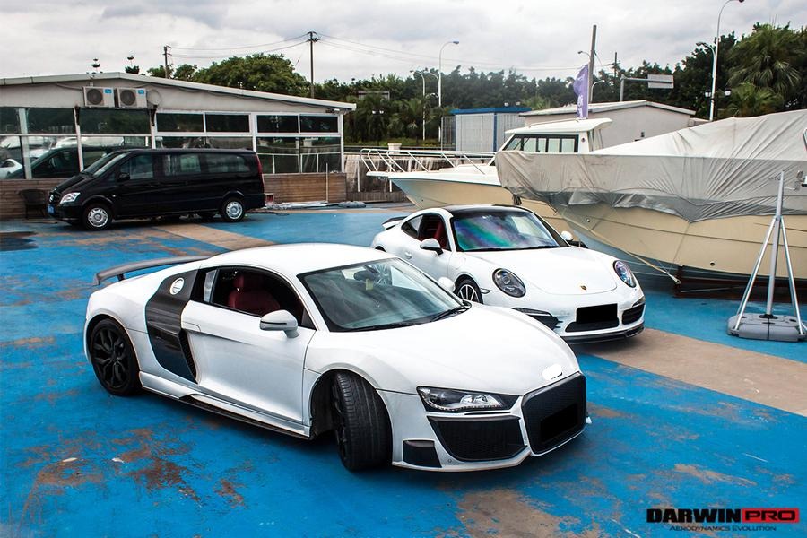 Darwinpro 2006-2015 Audi R8 Coupe DPGT Style Full Body Kit  Condition: Brand New  Material: FRP/PCF/FGPCF  Fits 2006-2015 Audi R8 Coupe  Package Contents: One front bumper  One pair of side skirts  One rear bumper