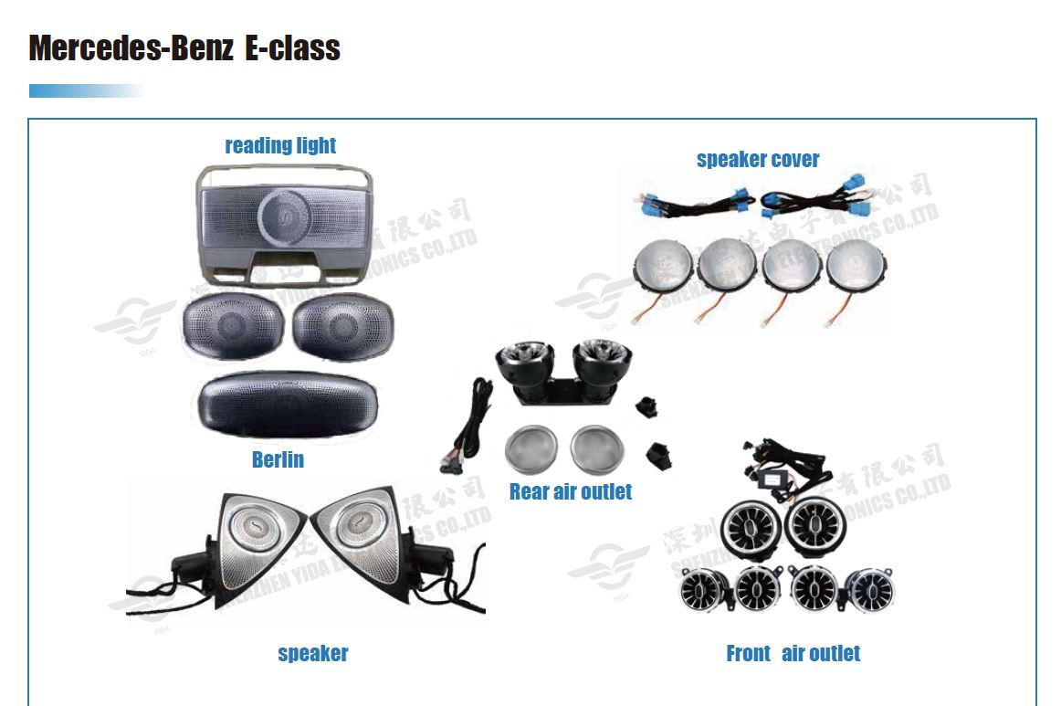 Mercedes Benz C-class W205 2015-2018 GLC-CLASS X253 2015-2019 Set include: 8 pcs of air vents Switch control  E-CLASS W213 808/809 2018-2019 64 colors