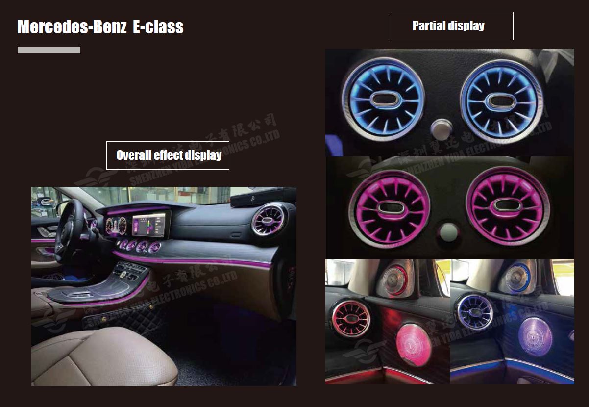 Mercedes Benz C-class W205 2015-2018 GLC-CLASS X253 2015-2019 Set include: 8 pcs of air vents Switch control  E-CLASS W213 808/809 2018-2019 64 colors