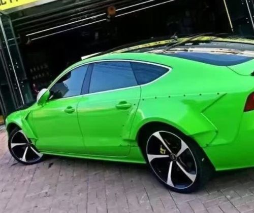 Wide fender flares kit for Audi RS7 4G 2013-2017  Set include:  Fiberglass front fender flares  Fiberglass rear fender flares  Material: Fiberglass FRP  NOTE: Very Professional installation / Drilling / Cutting is required. Rivets or bolts are not included