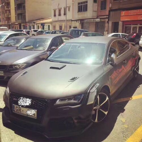 Wide fender flares kit for Audi RS7 4G 2013-2017  Set include:  Fiberglass front fender flares  Fiberglass rear fender flares  Material: Fiberglass FRP  NOTE: Very Professional installation / Drilling / Cutting is required. Rivets or bolts are not included