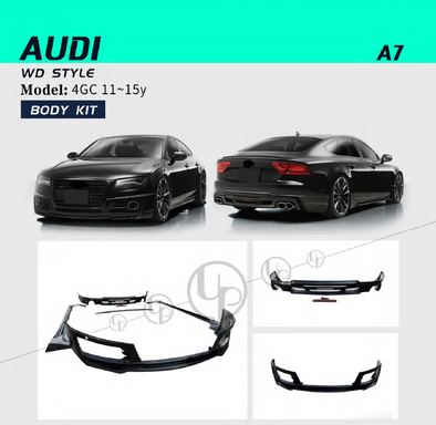 WD STYLE BODY KIT for AUDI A7 4G8 2010 - 2015  Set includes: Front Bumper Rear Diffuser with LED Lights Side Skirts Rear Spoiler