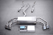 Forza Performance Aggressive sporty sound VALVED EXHAUST CATBACK MUFFLER for Audi Q7 2019+ (3.0T)  Valved exhaust, meaning that has remote, controlled valves - allowing a switch between an aggressive loud sports sound and a sound that is closer to the OEM sound  Set include:  Center Pipes Muffler with valves Exhaust tips Valve control box with remote control (you may also reuse your factory exhaust valve motors
