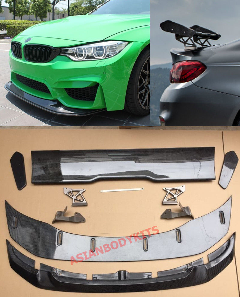 CARBON FRONT LIP and CARBON FIBER TRUNK SPOILER wing for BMW M4 F82 GTS style