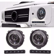 for Benz G Class W463 Black Headlights BI xenon + Black LED DRL HELLA B-style