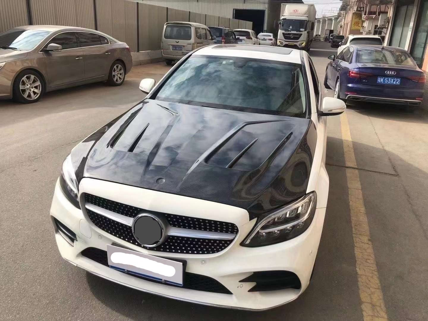 Carbon Fiber Transparent Body kit for  W205 C-class sedan coupe 2 door 4 doors HOOD BONNET