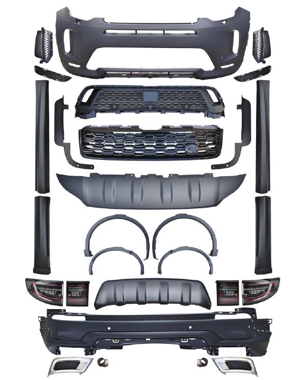 CONVERSION BODY KIT for LAND ROVER DISCOVERY SPORT L550 2014 - 2019 UPGRADE to 2020 FACELIFT
Set includes:
Front Bumper Assembly
Front Grille
Side Skirts
Fender Flares
Rear Bumper
Rear Diffuser
Rear Led Lights
Exhaust tips
Material: Plastic
CONTACT US FOR PRICING
* Please let us know which shipping option you prefer.
* Each part can be sent separately. If you need, please contact us.