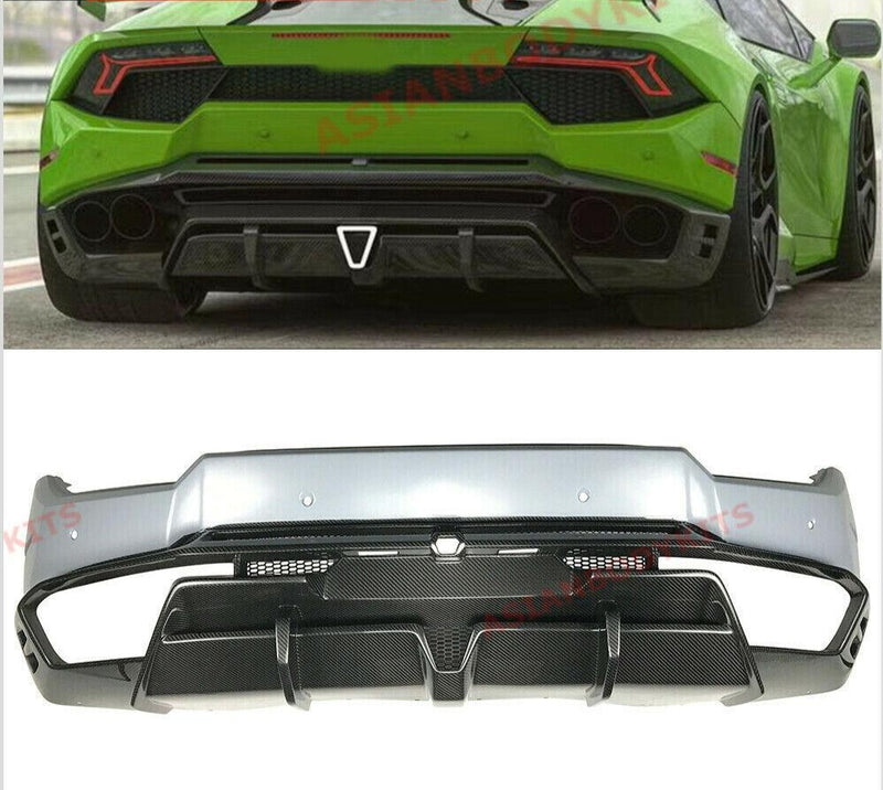 DRY CARBON FIBER REAR BUMPER for LAMBORGHINI HURACAN LP580 2017 - 2020