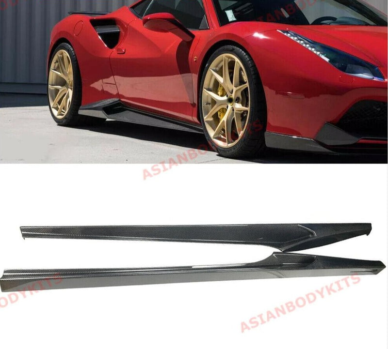 DRY CARBON FIBER SIDE SKIRTS for FERRARI 488 F142M GTB SPIDER 2015 - 2020