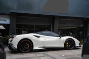 FPG Style Dry Carbon Fiver Body Kit For Ferrari F8  Set include:   Front lip Front trims Side skirts  Rear bumper Rear spoiler Material: Fiberglass with carbon fiber