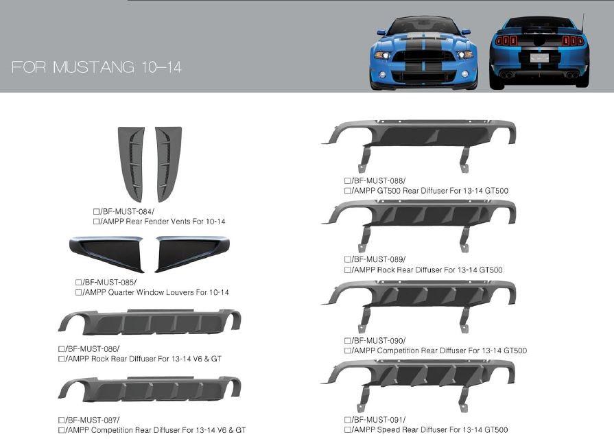 CONVERSION BODY KIT for FORD MUSTANG 2011 - 2014 to 2015 - 2022  Set includes:  Front Bumper Front Hood Front Fenders Rear Bumper Side Skirts Rear Spoiler