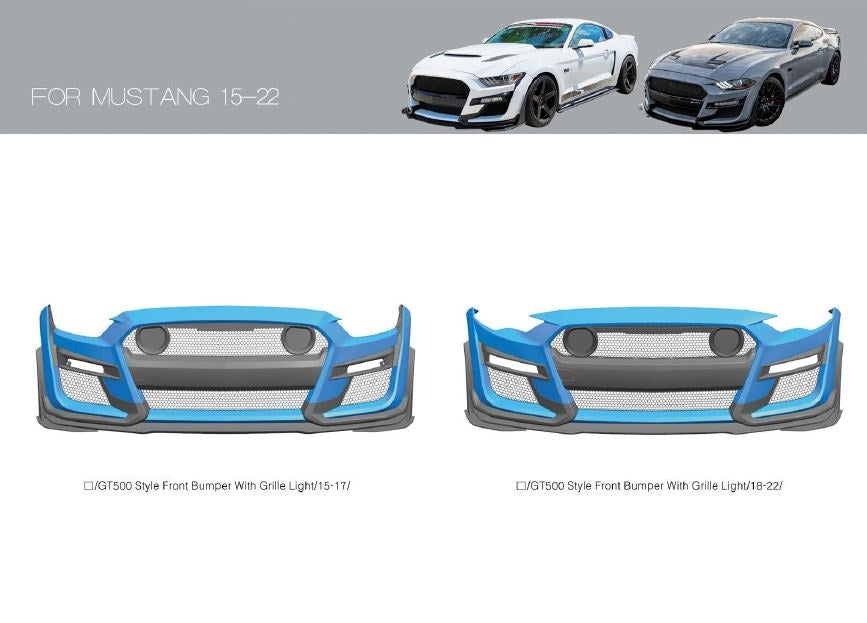 BODY KIT for FORD MUSTANG 2015 - 2022  Set includes:  Front Bumper Front Grille Front Lip