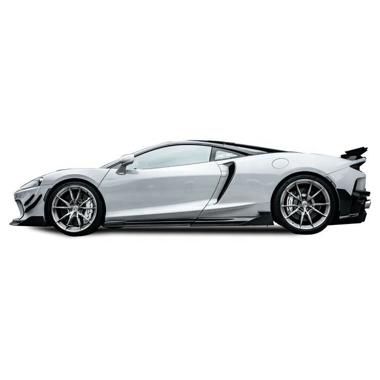 Dry Carbon Body Kit For McLaren GT 2013-2016  Set Include:  Front Lip Front Bumper OEM Part Fron Bumper Air Intake Cover Side Skirts Side Air Intake Cover Rear Diffuser Rear Diffuser Trims Rear Spoiler (2 types) Trunk/Hood Lid Panel Entrance Material: Dry Carbon  CONTACT US FOR PRICING  Note: Professional installation is required.