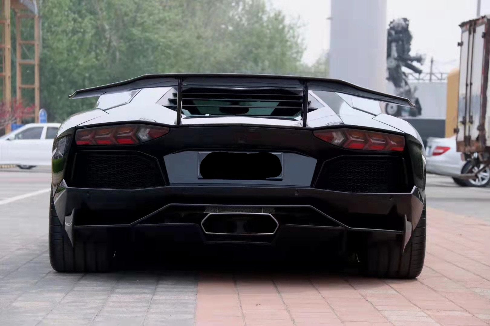 Revozport Style Carbon Fiber Side Skirts Wing Spoiler Rear Diffuser Front Lip For Lambo Aventador LP700 Body Kits