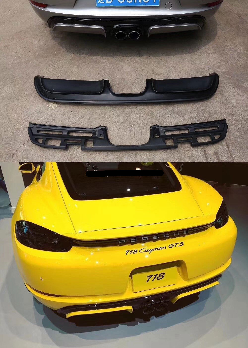CONVERSION UPGRADE REAR BUMPER AND DIFFUSER for PORSHCE 718 982 CAYMAN BOXSTER 2016+ upgrade to GTS
Set includes:
Rear Bumper
Rear Diffuser
Material: Plastic
NOTE: Professional installation is required. Factory LED DRL must be reused.
CONTACT US FOR PRICING