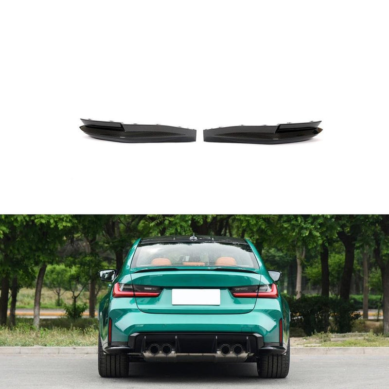 PAIR OF DRY CARBON FIBER REAR BUMPER SPLITTERS FOR BMW M3 G80 2021+