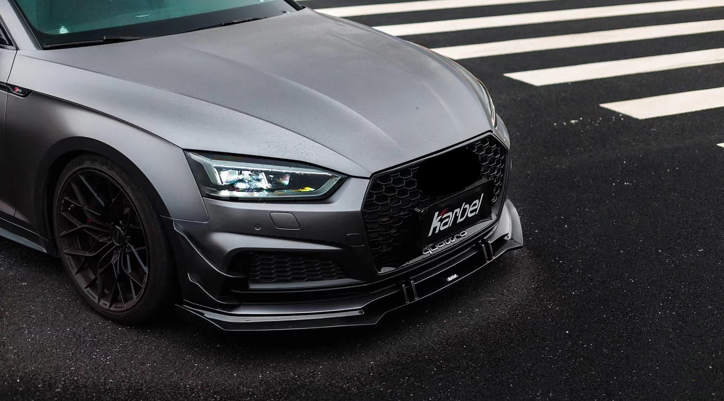 KARBEL CARBON DRY CARBON FIBER FRONT LIP VER.1 FOR AUDI S5 & A5 S LINE 2017-2019 B9